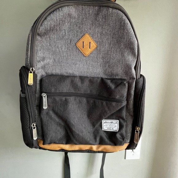 Eddie Bauer First Adventure Backpack Gray and Black Unisex Diaper Bag - Picture 2 of 16